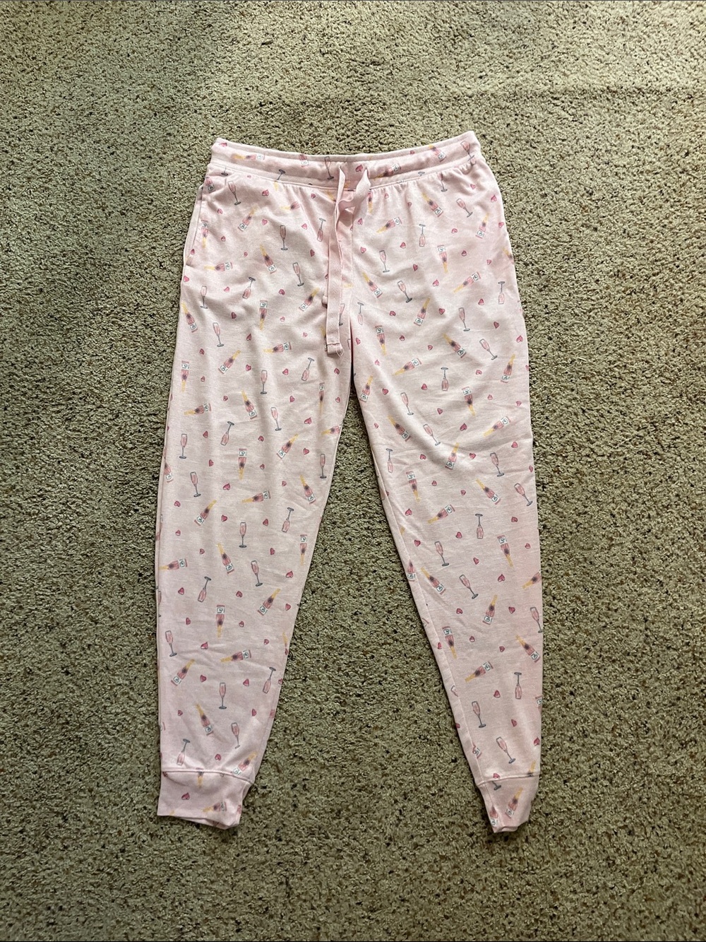 Women’s light pink lounge pants champagne print